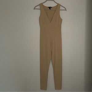 Forever 21 Size S Tan V-Neck Jumpsuit